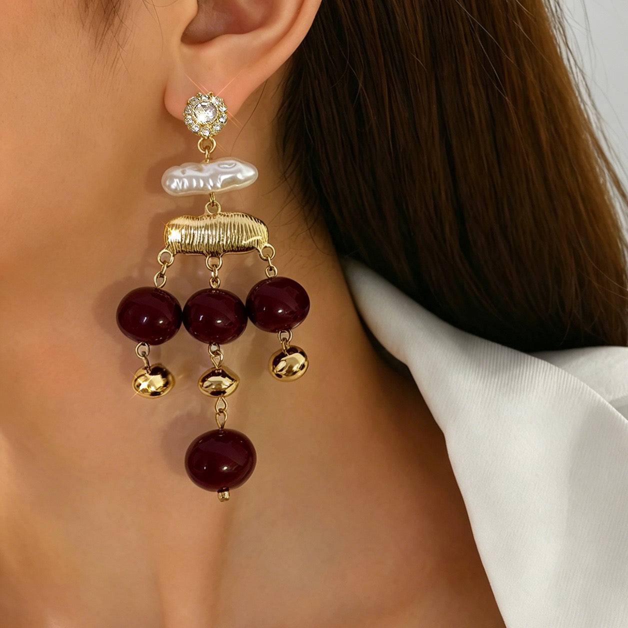 E7327 Aretes maxi elegantes de fiesta linea premium 11cm