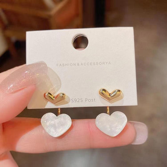 E2116B Aretes corazon desmontable acrilico poste de plata