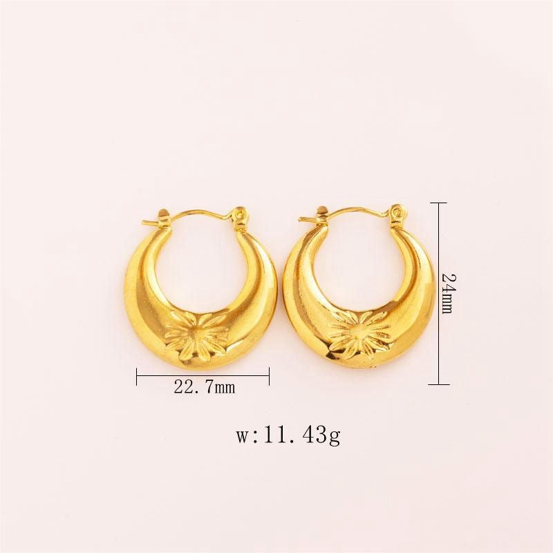 E2748 Arracada acero inoxidable chapado en oro 18k