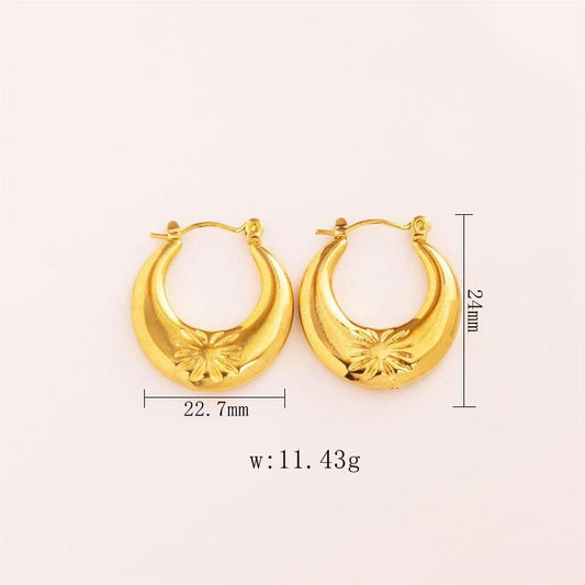 E2748 Arracada acero inoxidable chapado en oro 18k