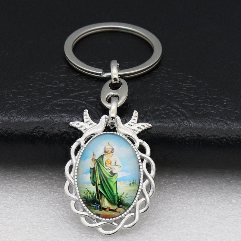 K141 llavero san judas Tadeo acero de titanio 6cm