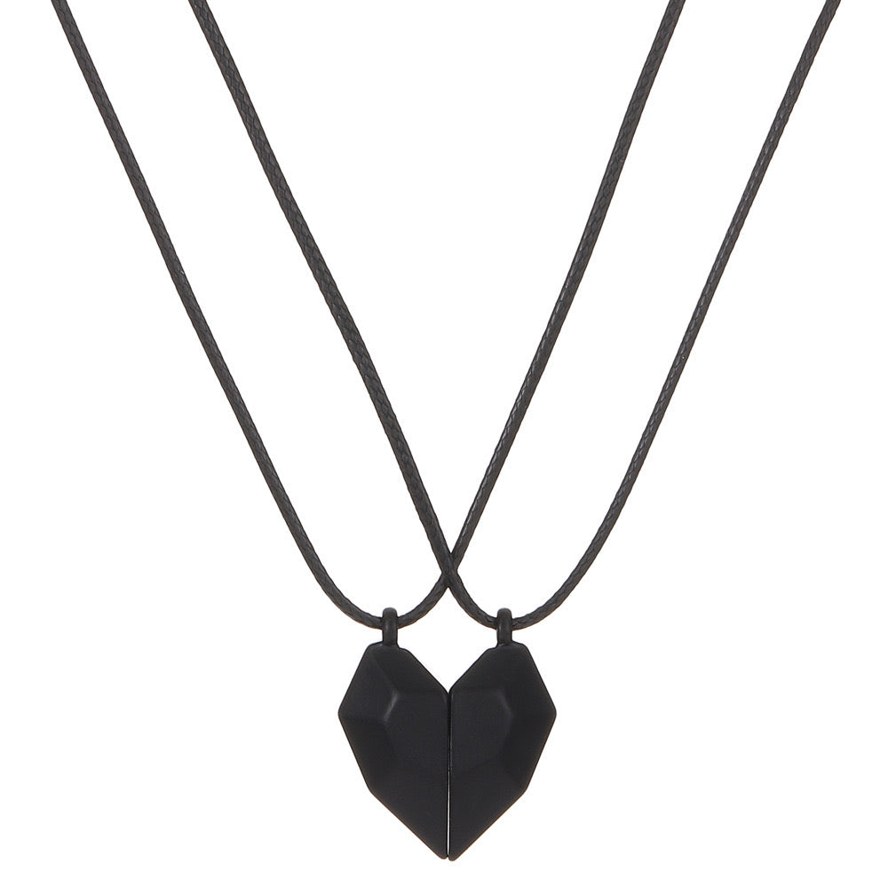 C1109 collar dúo de pareja negro aleacion 23cm