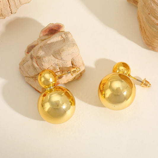 E4473D Aretes esfera dorada aleacion 2.5cm