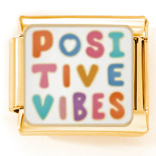 B420 Dije pulsera italiana positiva vibes acero inoxidable 1cm