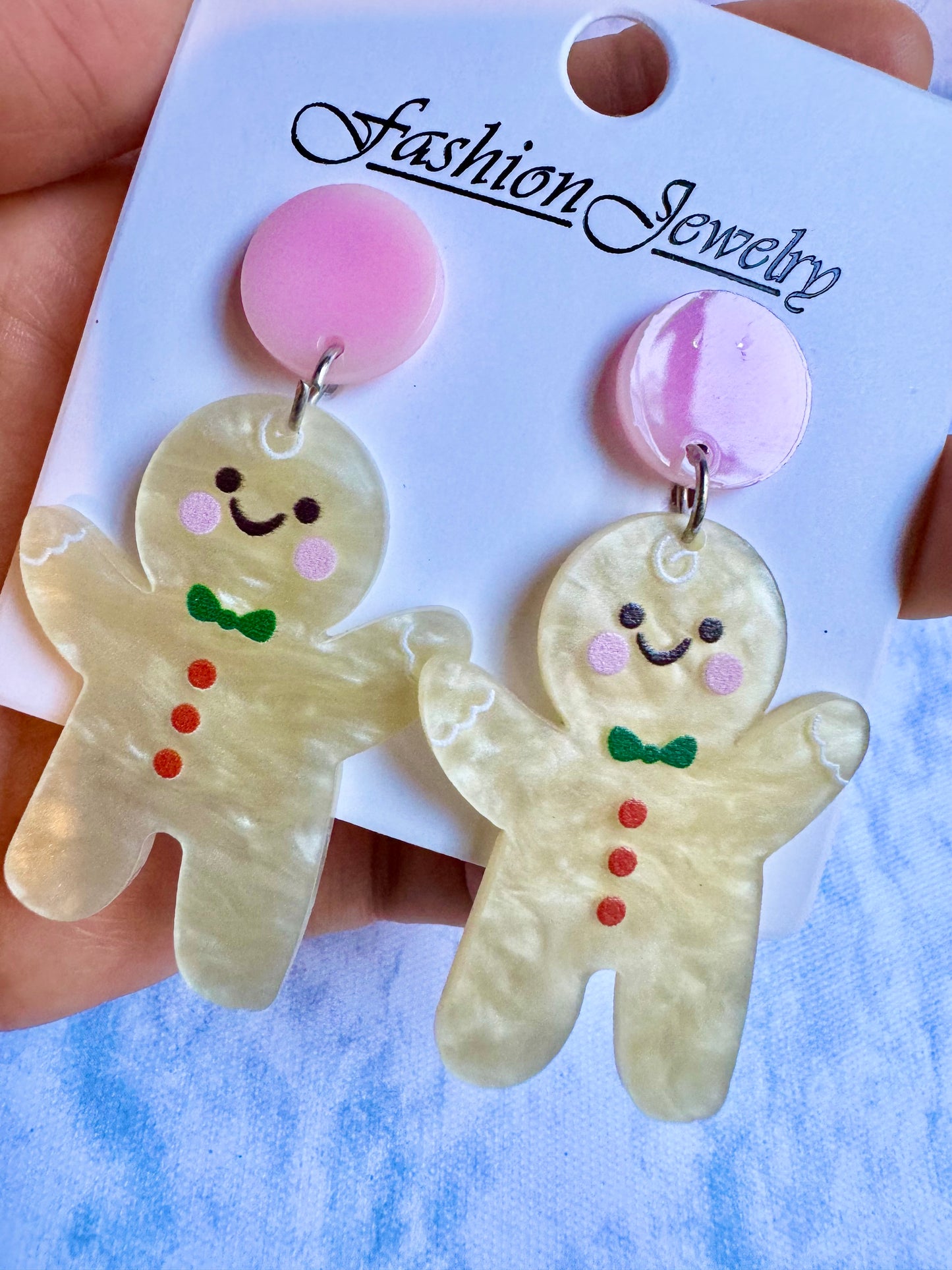 E571 Aretes galleta de jengibre navideños resina 6cm