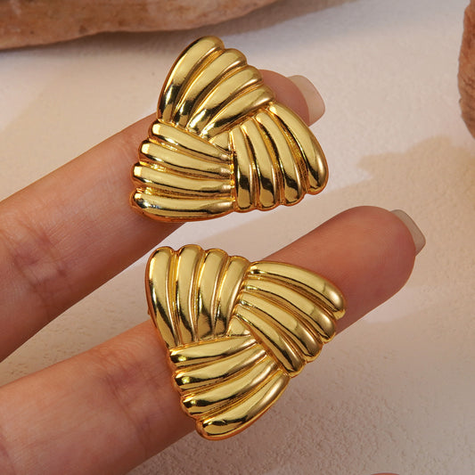 E3433 Aretes triángulo dorado acero inoxidable 3cm