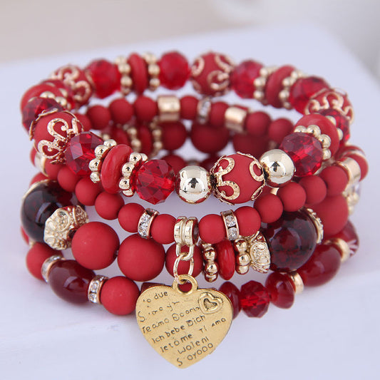 B951R Conjunto pulseras cadena con cuentas yakli aleacion elastica