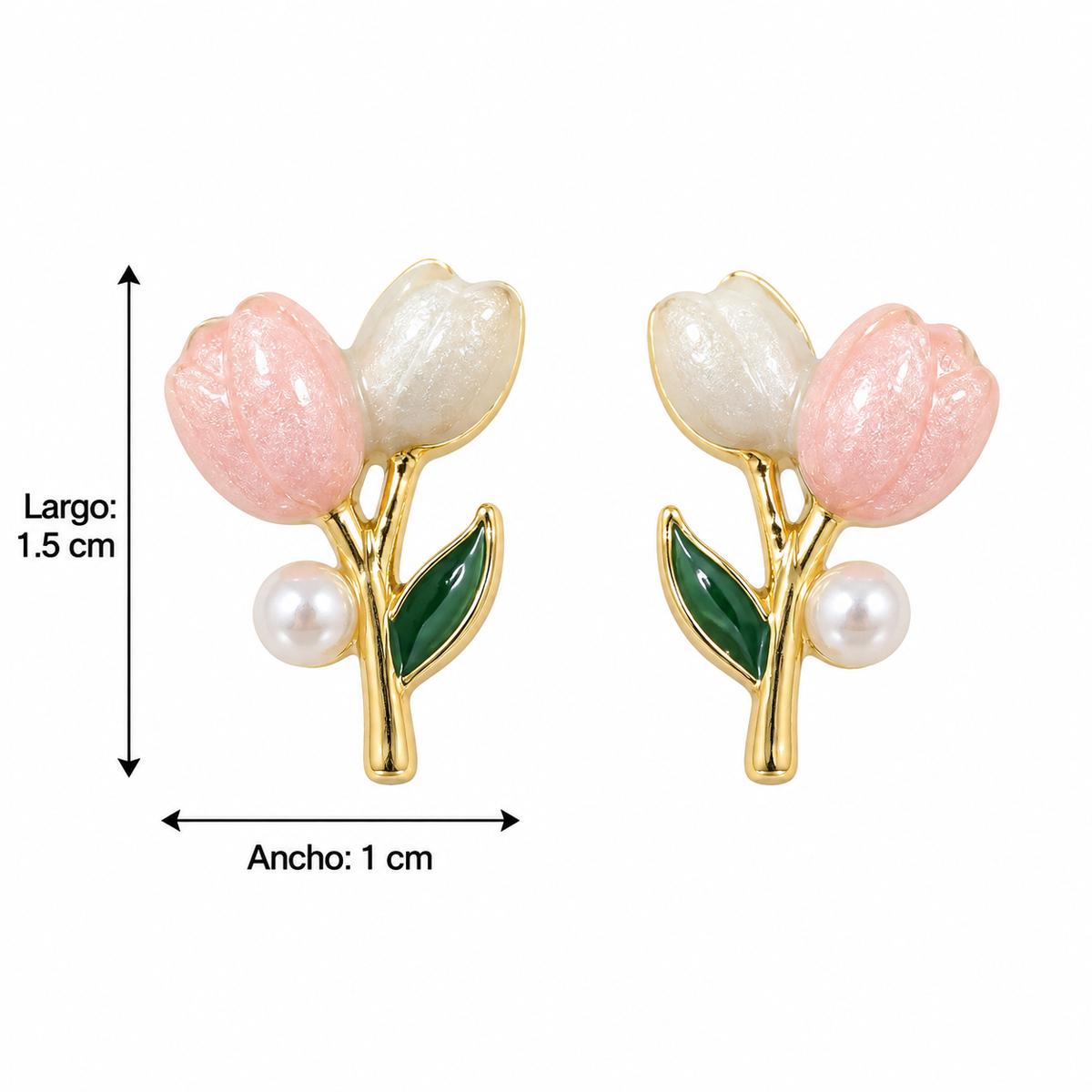 E7408 Aretes rosas aleacion esmaltado