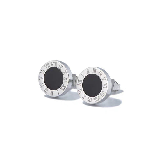E3620 Aretes círculo plateado acero titanio 1cm