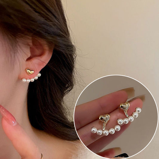 E3387 Aretes corazon perla aleacion 1.5 cm