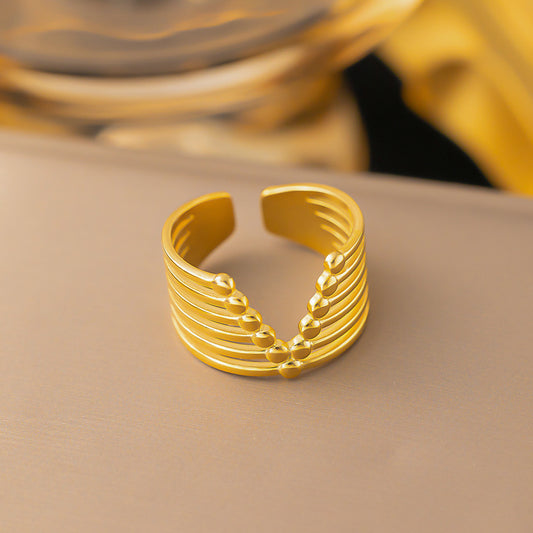 A197 anillo dorado abierto acero de titanio