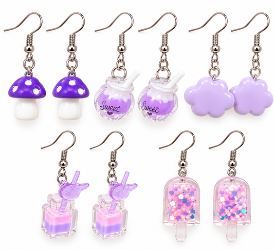 E7493 Set de 5 pares de aretes aleacion