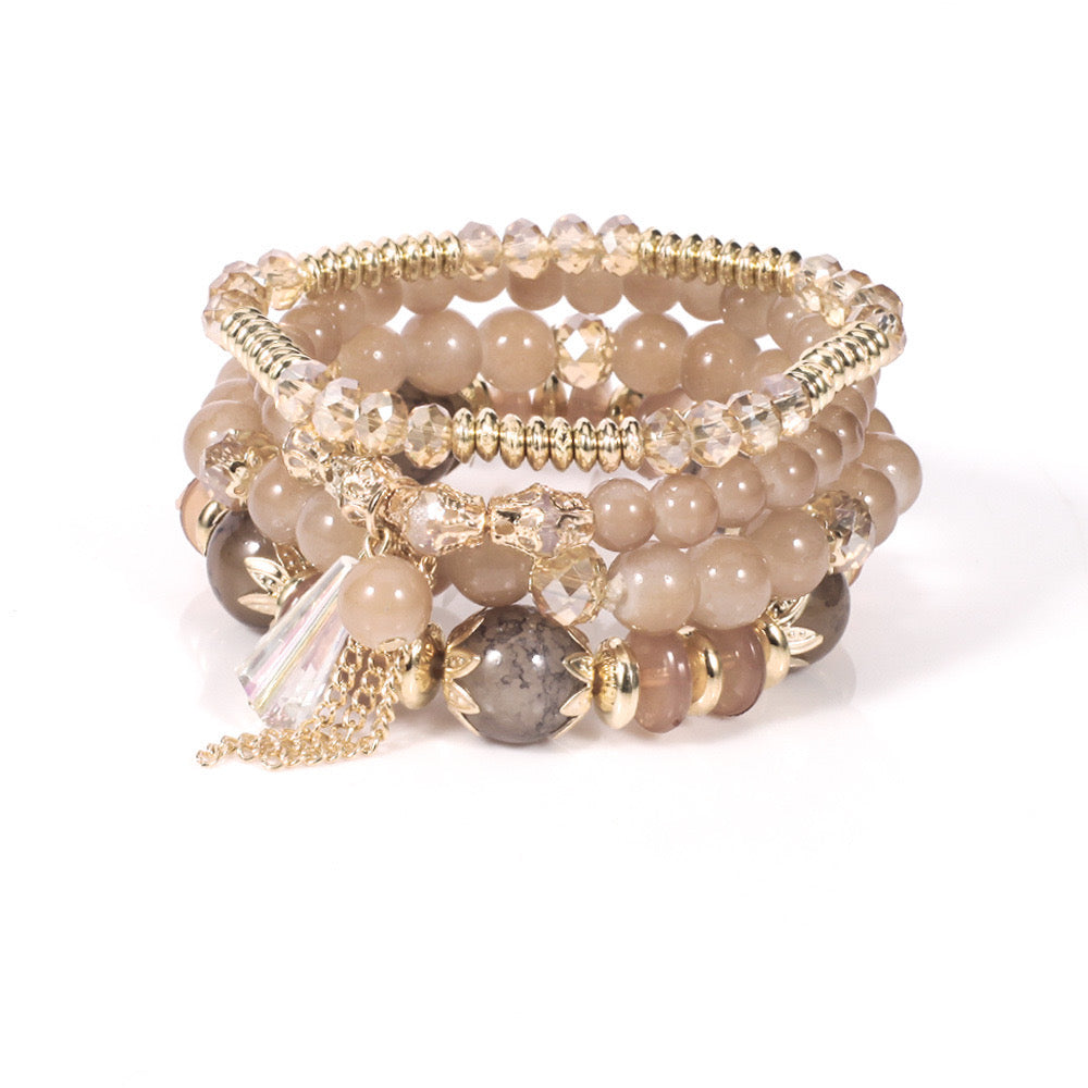 B394C Conjunto pulseras cristal elasticas para mujer
