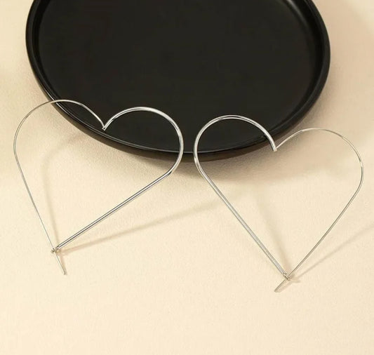 E3548 Aretes corazón plateado  aleacion chapado en oro de 14k 10cm