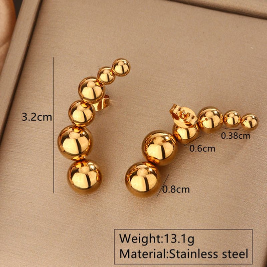 E2541 Aretes acero inoxidable chapado en oro 18k 3cm