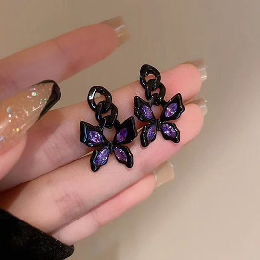 E3859 Aretes mariposa negra 2cm aleacion