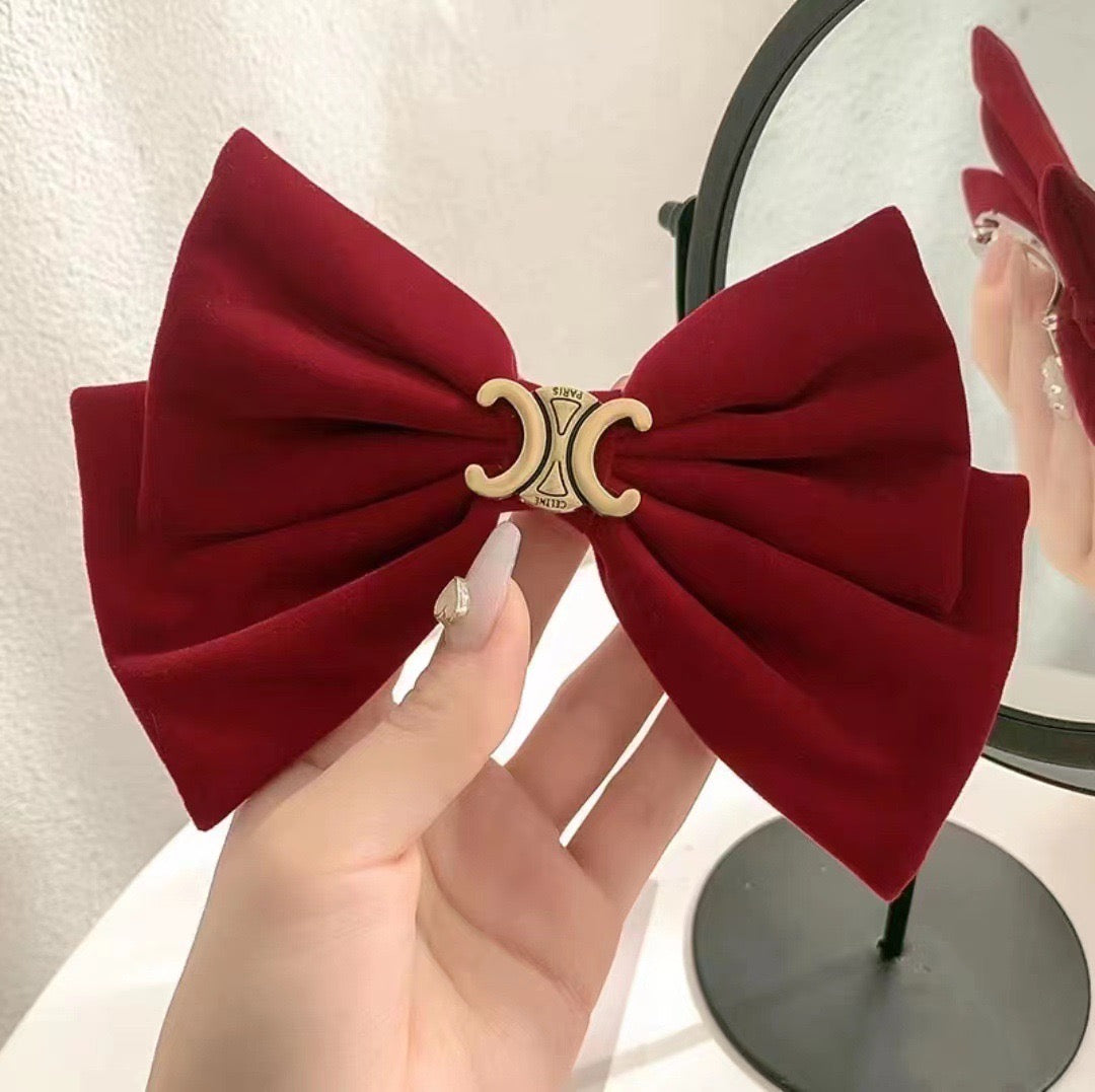 ACS24R pinza moño maxi en gamuza elegante 17cm