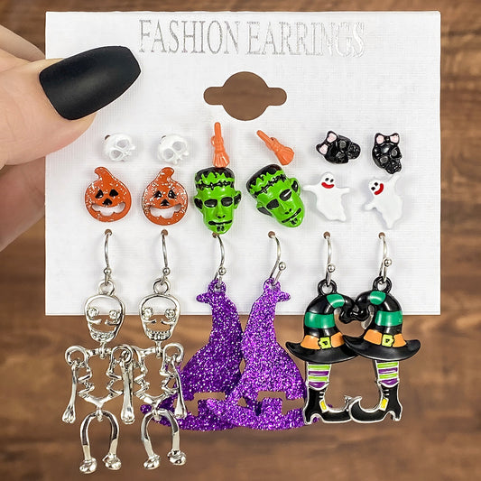 E4015 Conjunto de aretes esqueleto Halloween 3.5cm