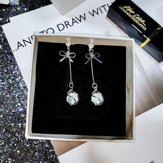 E3813 Aretes perla colgante poste de plata 4cm