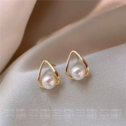 E3713 Aretes perla aleacion poste de plata 1cm