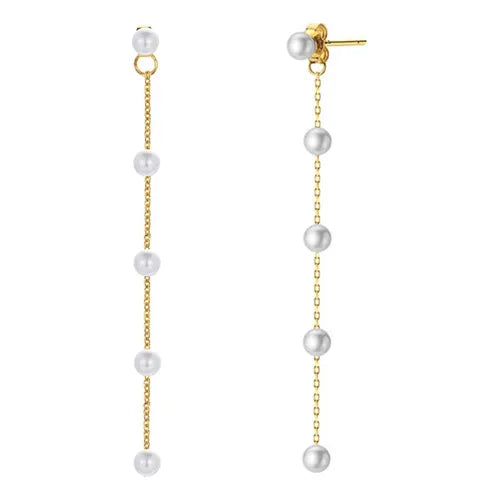 E3599 Aretes colgantes perla aleacion 8cm