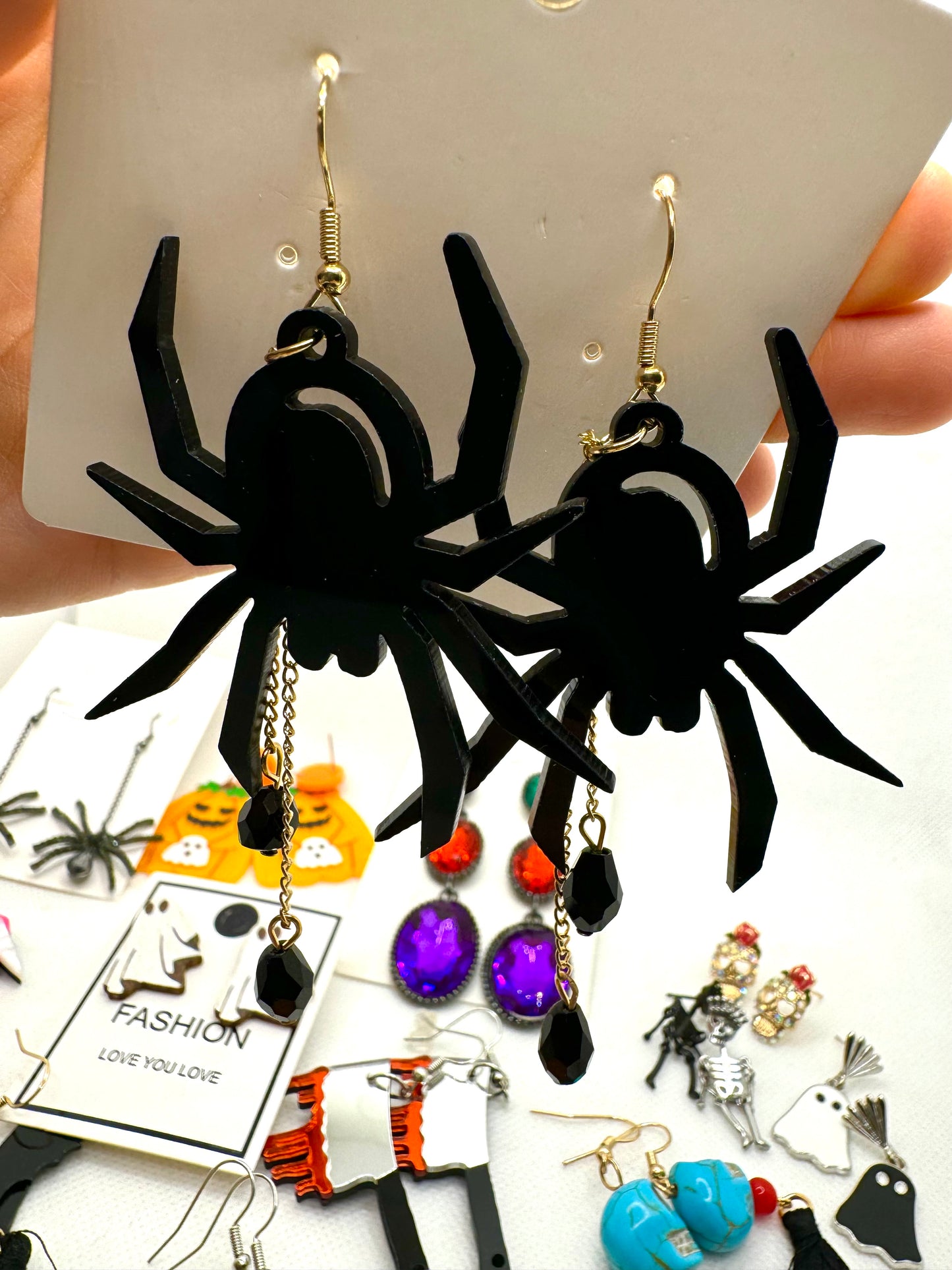 E513 Aretes Arracada Araña Halloween