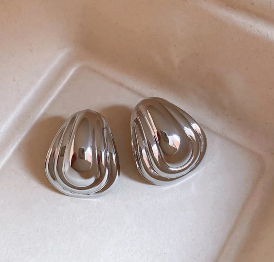 E4598 Aretes gota plateada aleacion 3.5cm