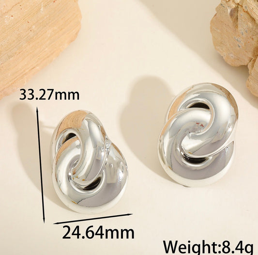 E5216 Aretes plateados  geométricos Aleacion 4cm