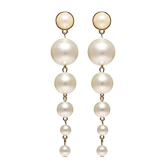 E3941 aretes colgantes perlas 9.5cm