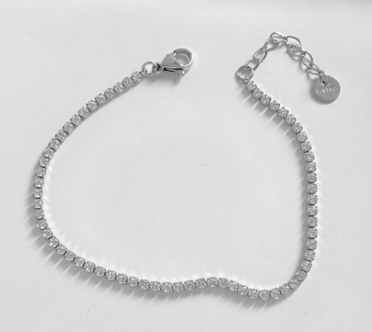 B922 pulsera brillante plateada  acero inoxidable 20cm