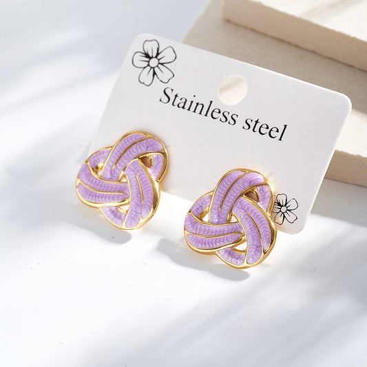 E7086 Aretes nudo morado acero inoxidable 2cm