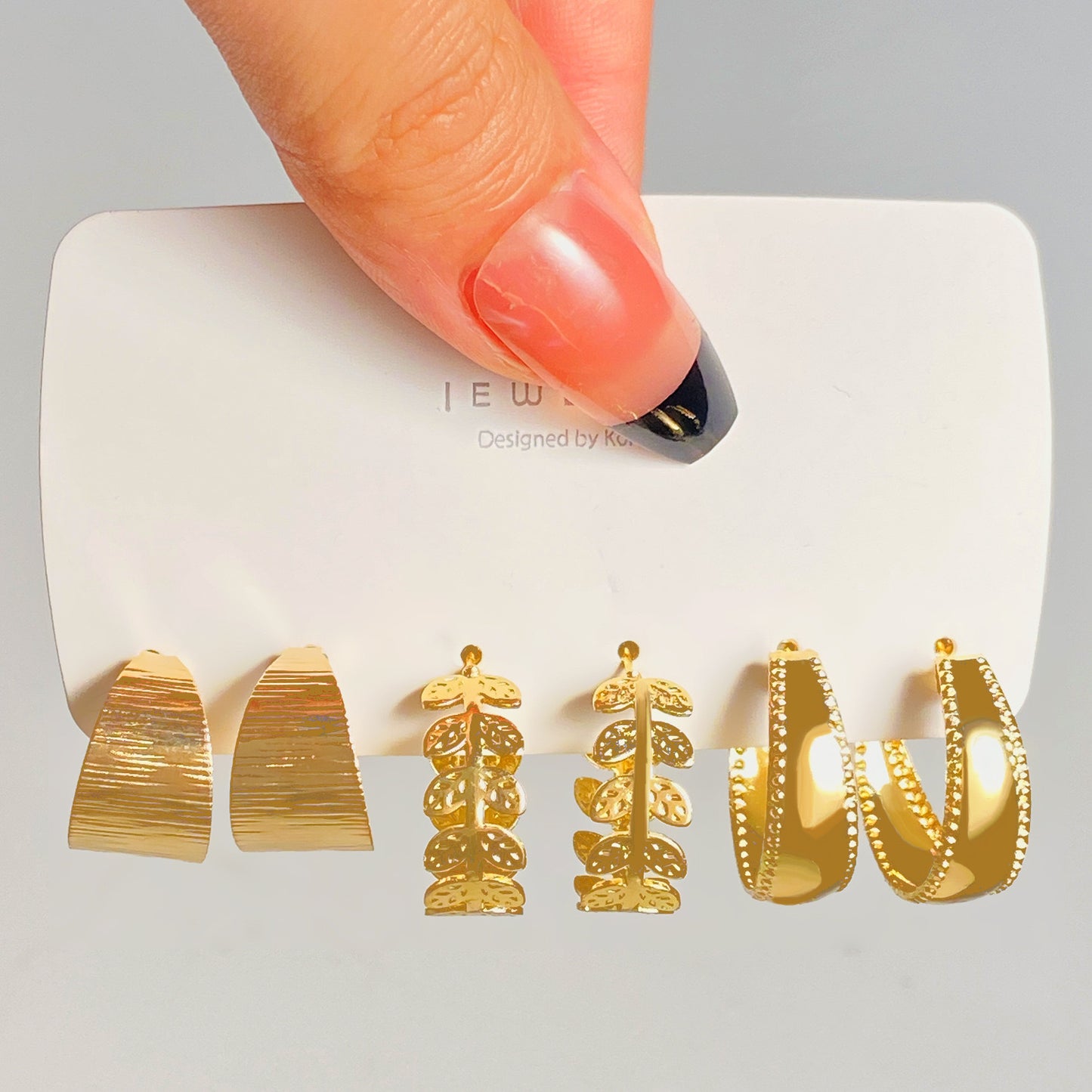 E7274 Conjunto 3 pares arracadas aleacion 1.5 a 2cm