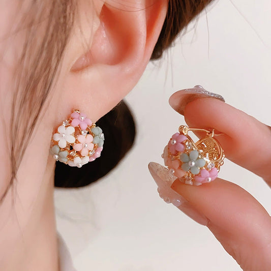 E5831 Aretes borla de flores colores aleacion 3cm