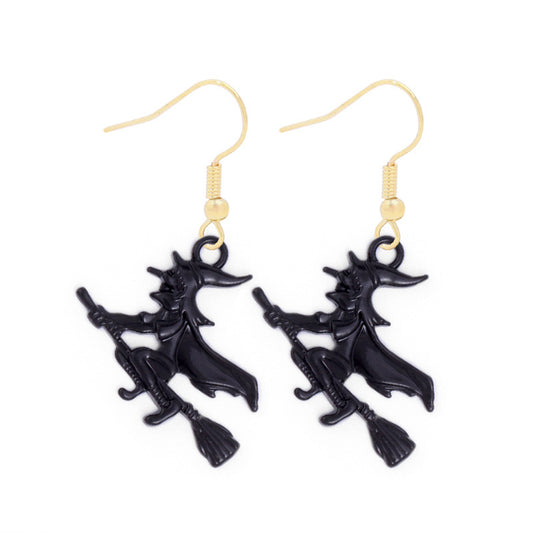 E4034 Aretes bruja negra colgante aleacion 4cm