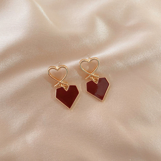 E4980 aretes corazón colgante guinda aleacion 2cm