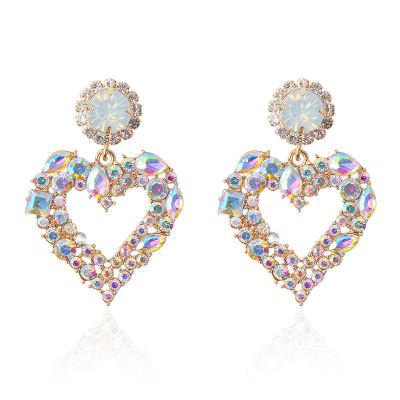 E3336 Aretes corazon cristal aleacion 4.2cm