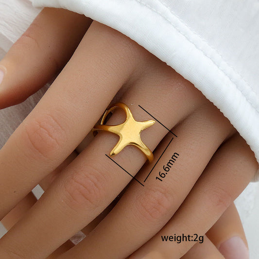 A582 Anillo estrella dorada acero inoxidable