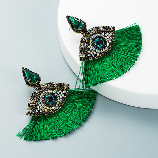E7325V Aretes ojo cristal barbilla elegante de fiesta 6cm