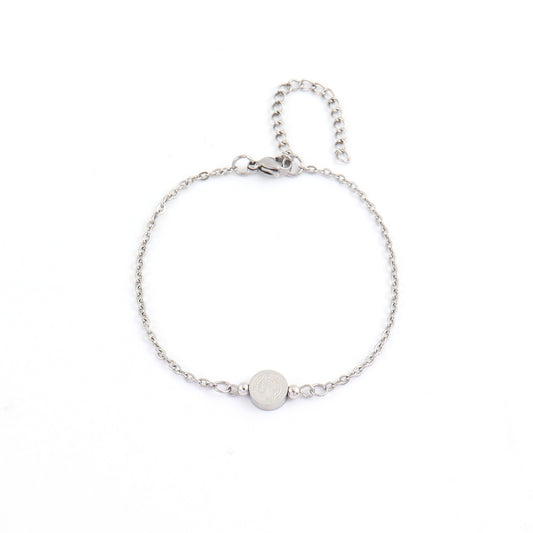 B489 Pulsera plateada san Benito acero inoxidable 21cm