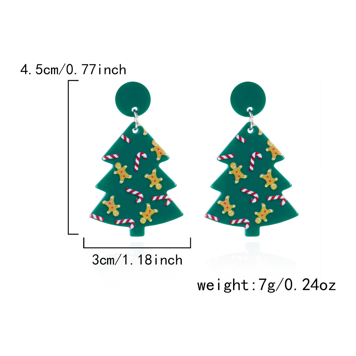 E4425 Aretes árbol de Navidad acrílico 4.5cm