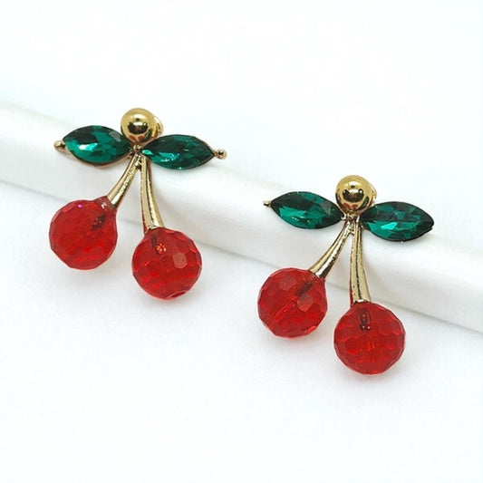 E3537 Aretes cereza roja aleacion 2.5cm