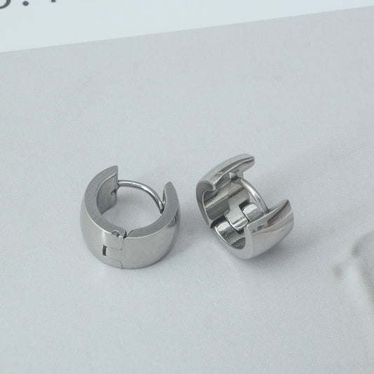 E3208 Aretes arracada plateada acero de titanio 1cm