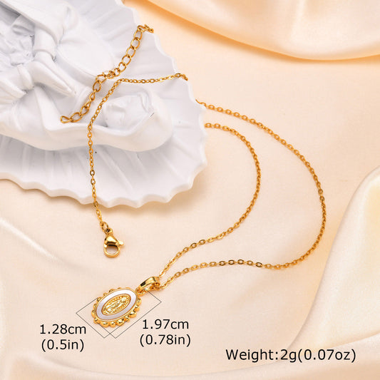 C733 Collar acero inoxidable virgen dije de Cobre 22cm largo 2.5cm dije