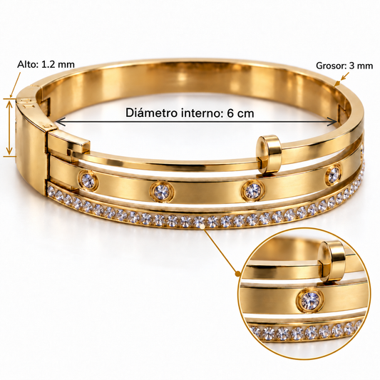 B116 Brazalete clavo zirconia acero inoxidable 304