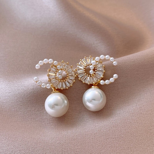 E7156 Aretes perlas elegante aleacion 1.5cm