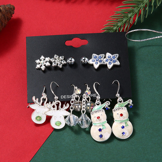 E4207  Conjunto de aretes navideños aleacion 3.5cm