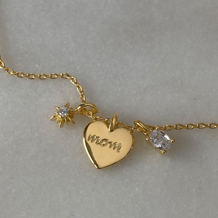 C559 Collar mom corazon cobre largo 23cm dije 2cm