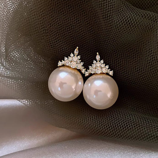 E4275 Aretes perla blanca aleacion 2.4cm