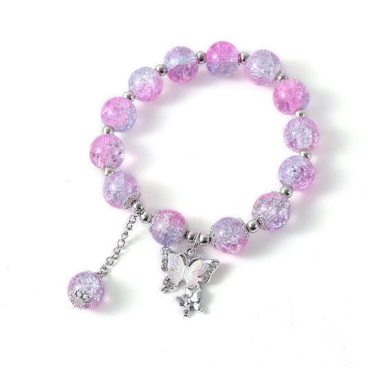 B510 pulsera cuentas mariposa púrpura