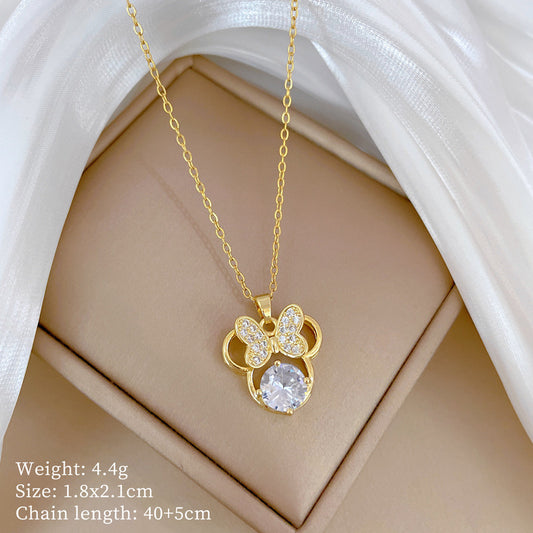 C255 Collar mini mouse zirconia cristal acero titanio cobre